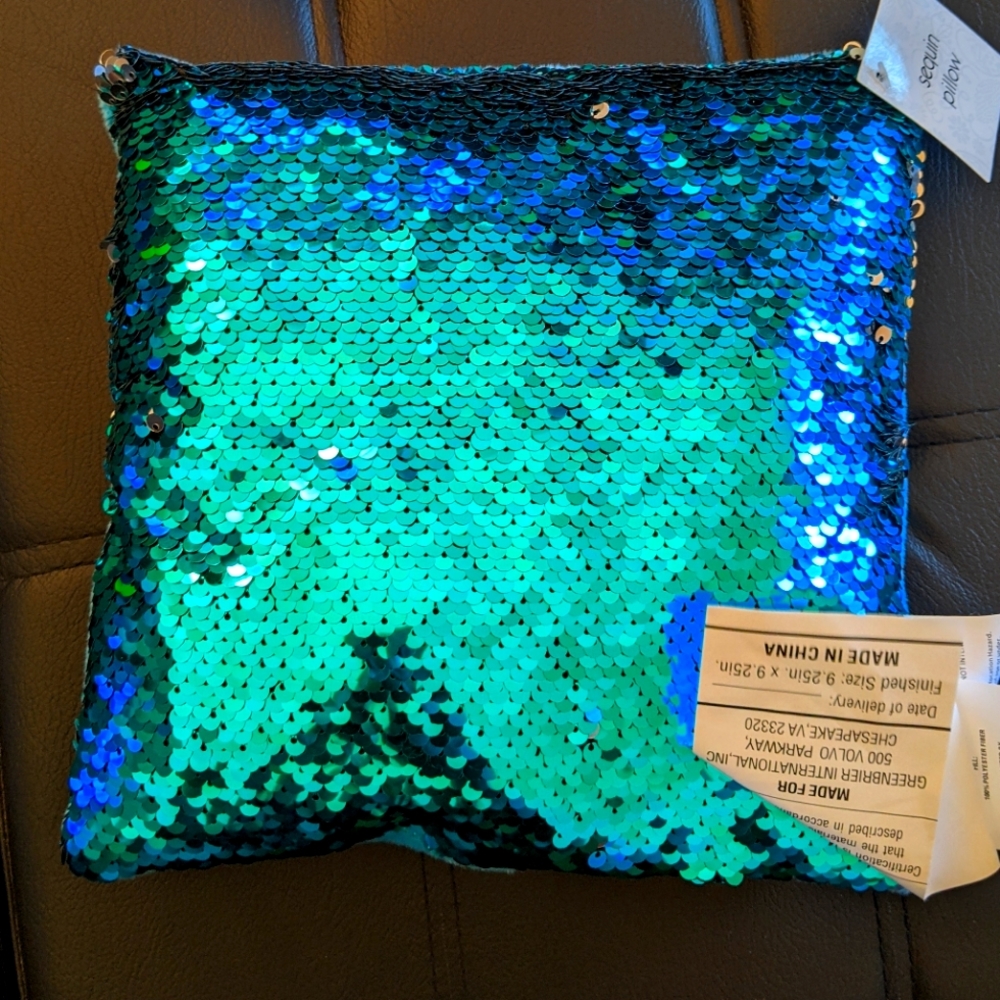 Shimmering Aqua and Silver Accent Pillow